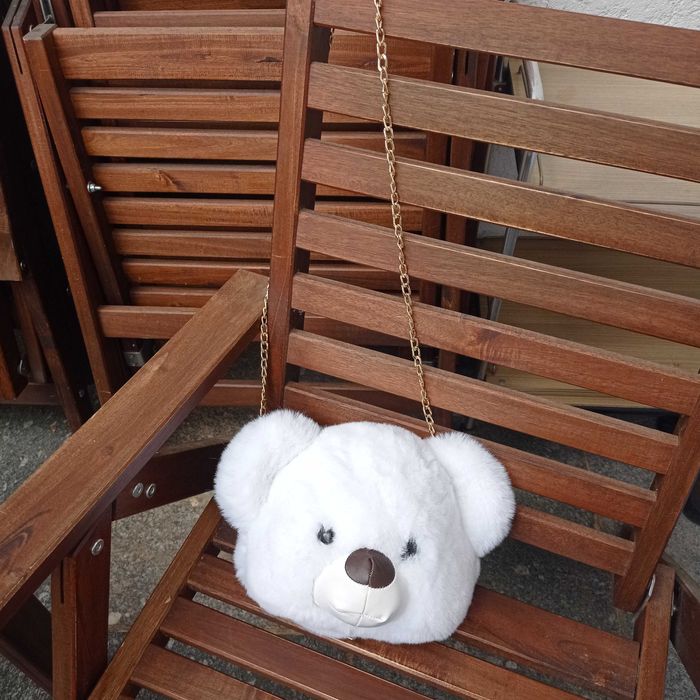 Biała torebka Plecak miś na łańcuszku NOWY Przytulanka 30/22/15cm