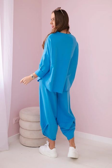 Komplet Bawełniany Bluza + Spodnie Turkusowy