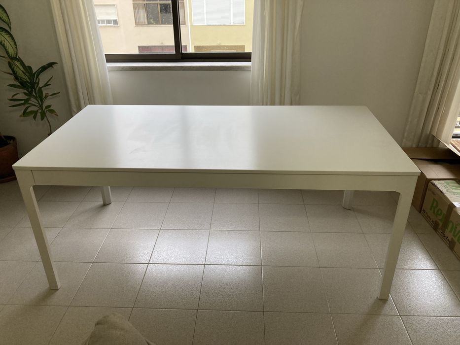 Mesa de Sala EKEDALEN Branca 180/240 x 90 cm