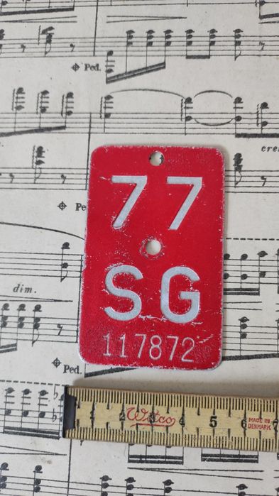 Matrícula de bicicleta Suiça antiga