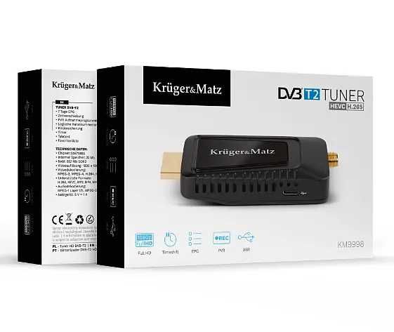 Tuner DVB-T2 HEVC H.265 mini na HDMI Kruger&Matz