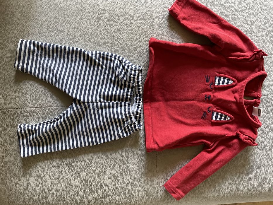 Komplet czerwona bluzeczka i legginsy r.62/68