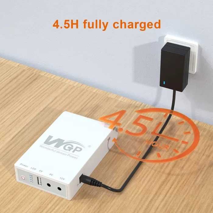 Mini ups ДБЖ WGP NEP 24W 10400mAh повербанк для роутера безперебійник
