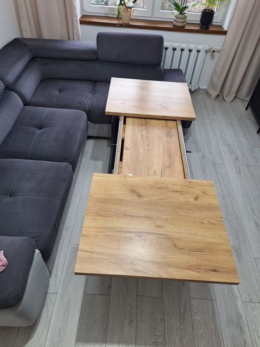 Stolik kawowy rozkładany z podnoszonym blatem/ławostół