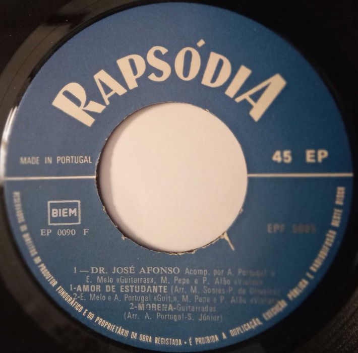 José Afonso	- - - - -		Balada do Outono	- - - - -	EP