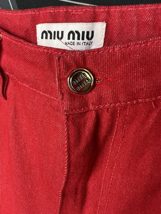 Czerwone jeansy Miu Miu straight high waist, rozmiar M