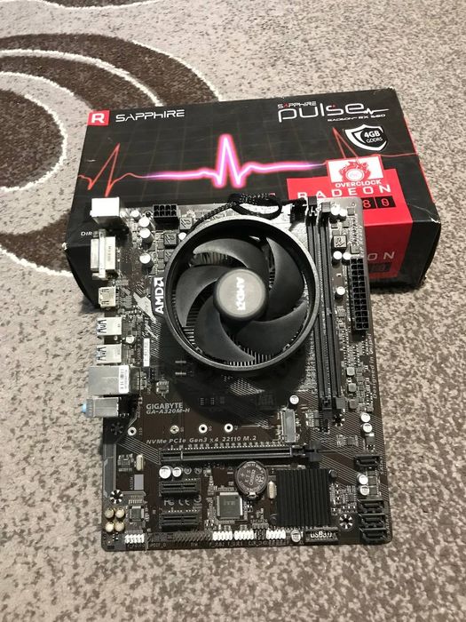 Комплект AM4 AMD Ryzen 5 1600+ материнка gigabyte GA-A320M-H + кулер: 3 ...