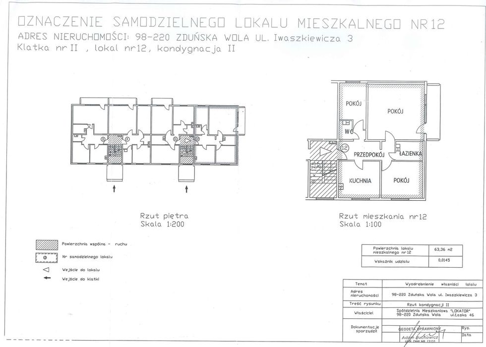 Mieszkanie 3 pokojowe, poziom 1, ul. Iwaszkiewicza