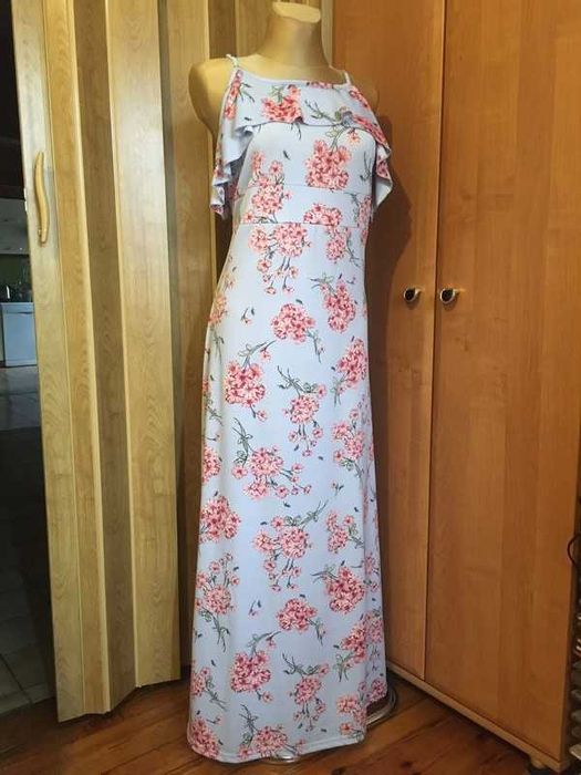 Błękitna sukienka wakacje wczasy wesele 42 44