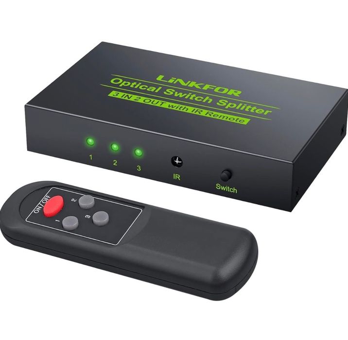 LiNKFOR Digital Optical Audio Switch Splitter 3 in 2
