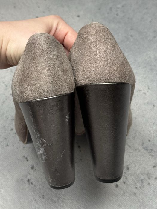 szpilki Acne Studios Taupe Suede Chunky Block Heel Pumps