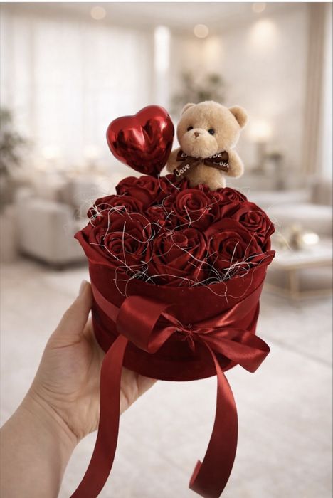 Box z rozami ze wstazki