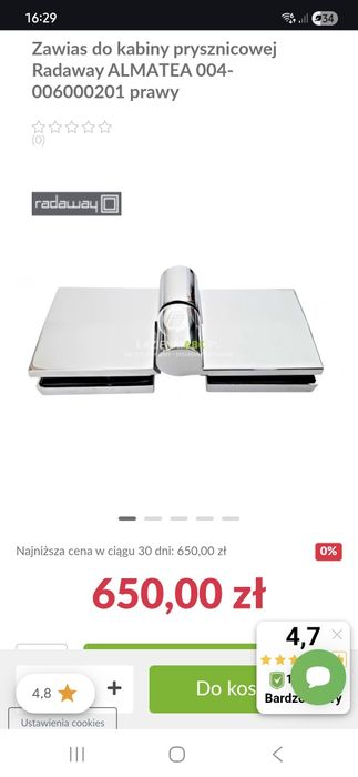 Nowe zawiasy LEWE radway almatea 2 sztuki