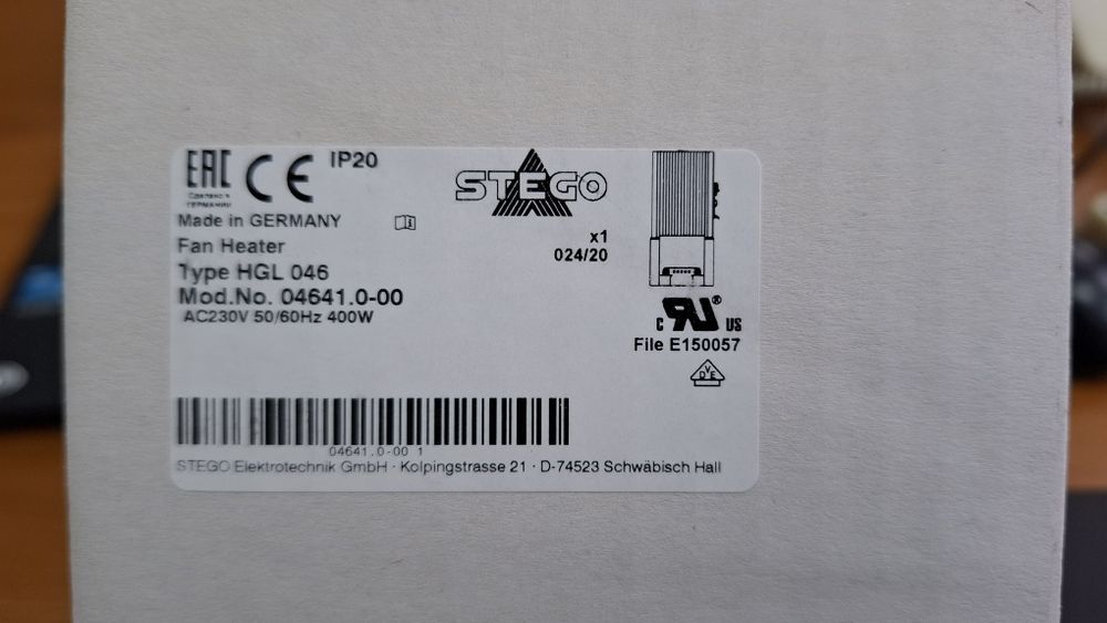 Промисловий обігрівач шаф, АКБ STEGO HGL 046 400W AC230V