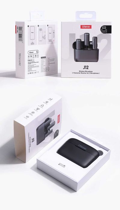 kit 2 Microfones Lapela Sem Fios Ulanzi J12 Type-C Duplo (Novo Selado)