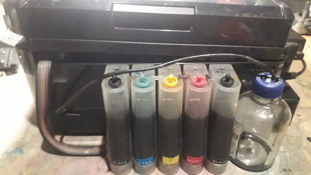 МФУ Epson XP-810 с установленной СНПЧ.  5 цветов .  Рабочий