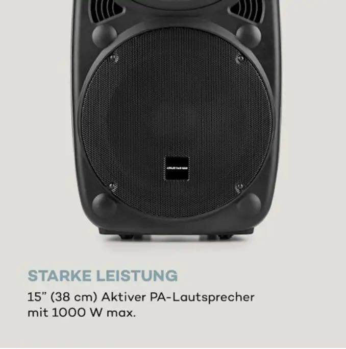 Акумуляторна мобільна колонка Auna 15" sub BT/USB/AUX 2xmicro 1000 Вт УЦІНКА