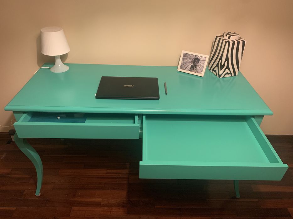 Secretária em madeira lacada (verde)