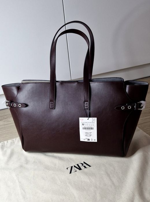 Nowa burgundowa torba shopper Zara