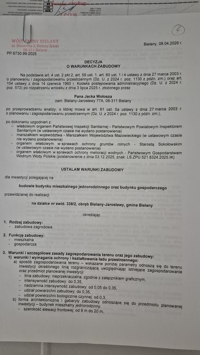 Działki rolno-budowlane  z warunkami zabudowy