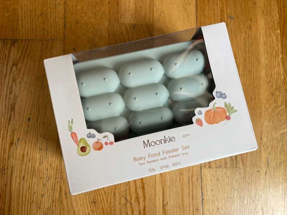 Moonkie Alimentador de frutas para bebês com bandeja para freezer, alimentador de alimentos de silicone livre de BPA para alimentação automática