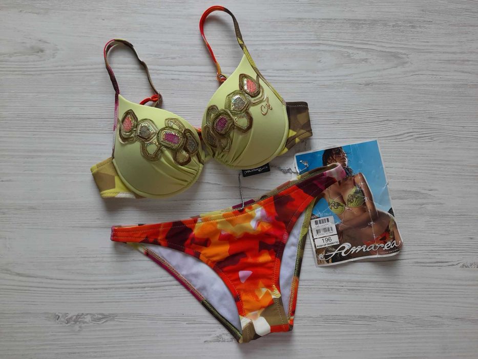 Купальник Victoria's secret bombshell Amarea двойной большой пуш-ап чашка 75В с камнями со стразами стразы пайетки зеленый черный 70В 75А с принтом