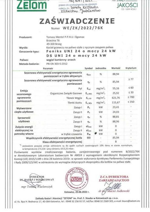 Kocioł Węglowy FENIKS UNI 24 kW do 280 m2 – Klasa 5 Piec Drewno Chrust Zasypowy Węgiel