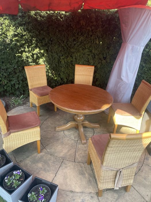 Krzesło Krzesła rattanowe drewno ogród zimowy