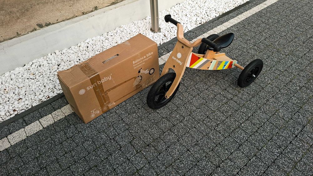 Rowerek biegowy trzy i dwu kołowy drewniany / POMPOWANE koła