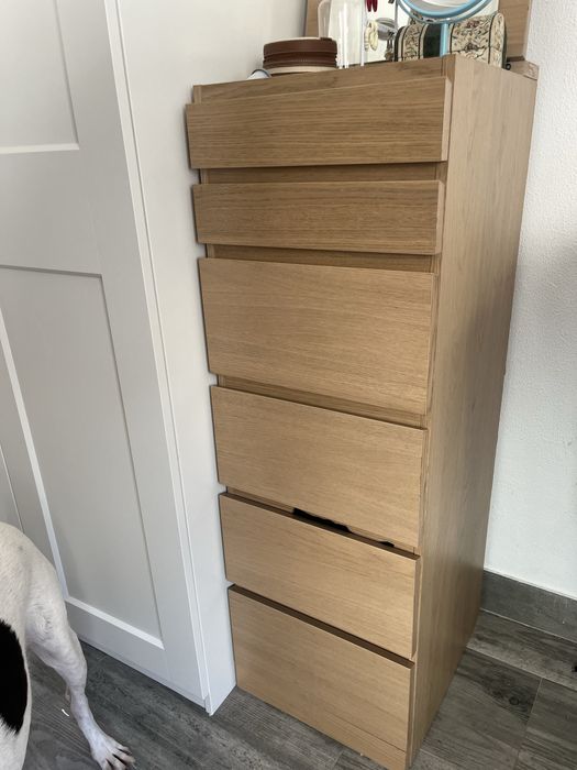 Comoda Malm IKEA com 6 gavetas e velatura com vidro 40x123cm