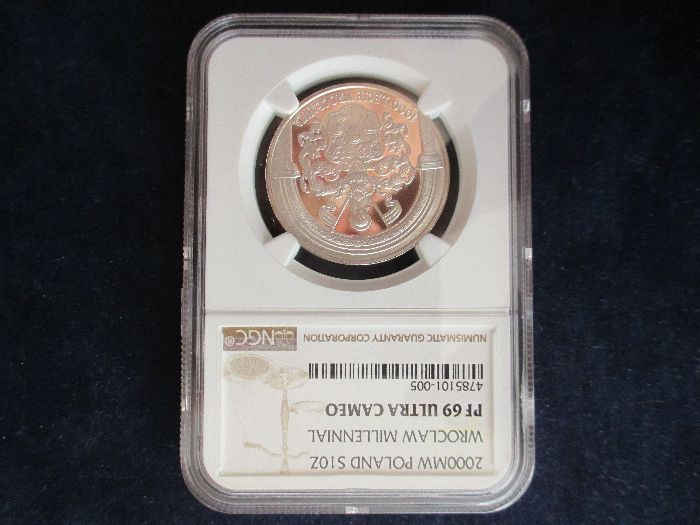 Srebrna moneta w gradingu NGC PF69 ! 10 zł z 2000 r. Wrocław 1000 L
