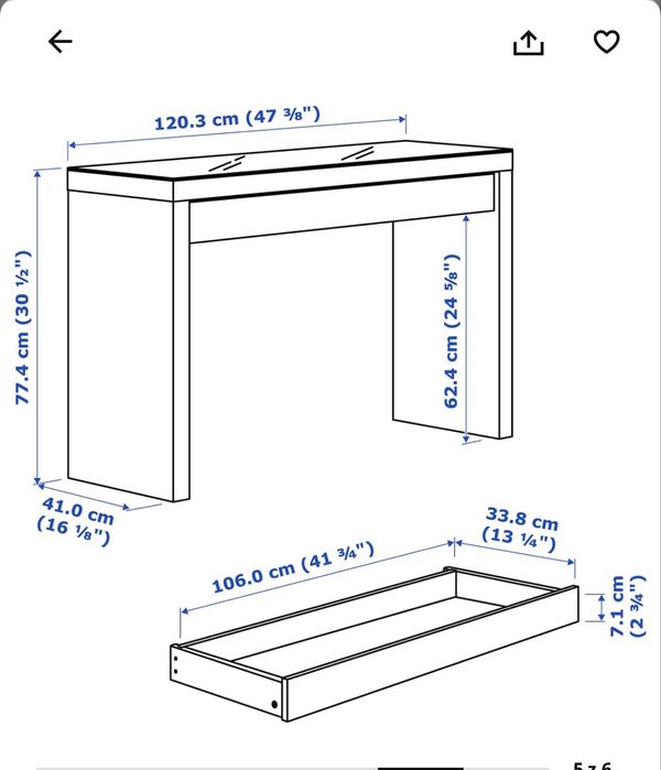 Toaletka Ikea Malm stan nowej