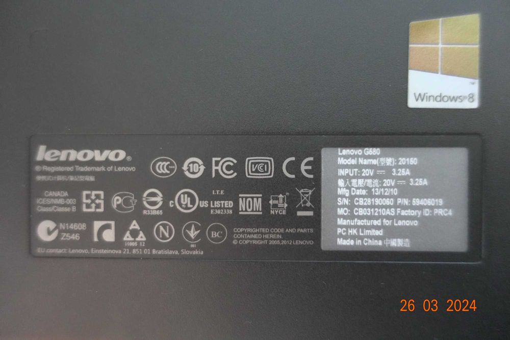 Laptop Lenovo G580 15 " Intel Pentium M 4 GB / 1000 GB Nowa Bateria