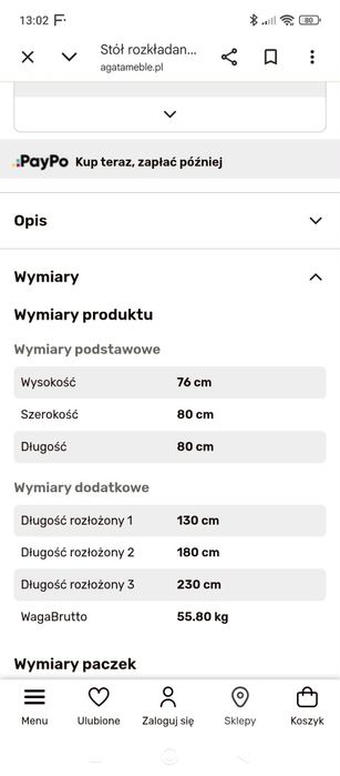 Stół rozkładany kwadratowy