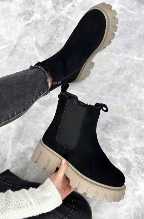 Ботинки натуральний замш челси замшевые сапоги