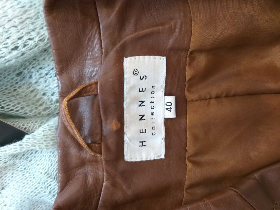 Hennes for H&M brązowa kurtka skórzana 40 l 12 skóra cielęca