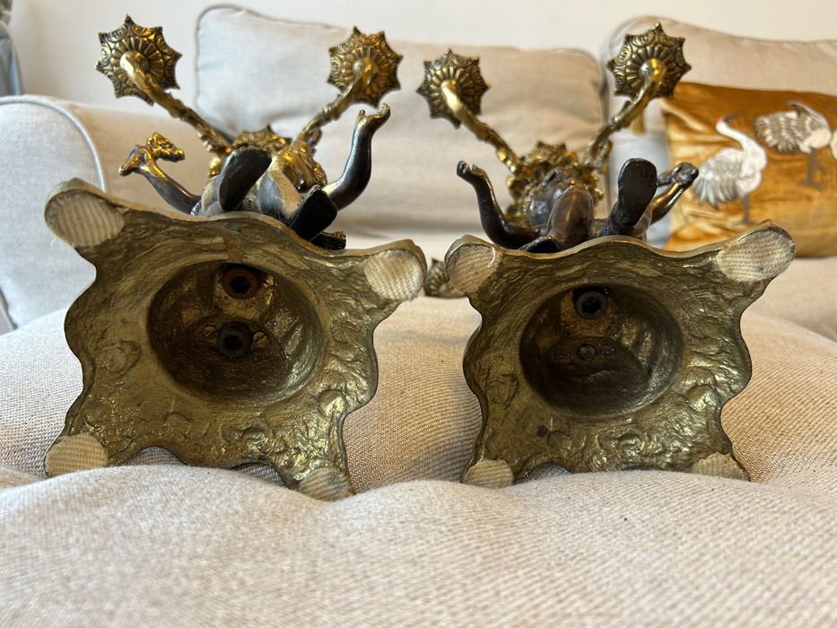 Par de Castiçais XIX bronze/Latão