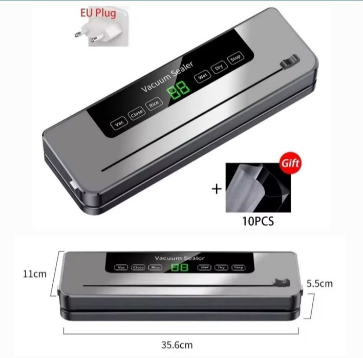 Вакууматор кухонный вакуумный упаковщик + 10 пакетов