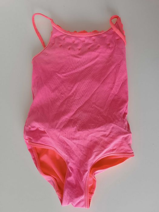 Розовый с коралловым оттенком смежный купальник на девочку 5-6 лет