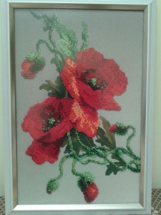 Продам картину маки вишиту бісером