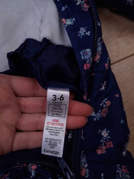 Дитячий демісезонний комбінезон 3-6 міс george для дівчинки