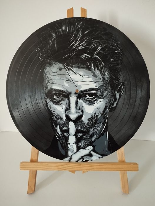 David Bowie pintura em disco de vinil