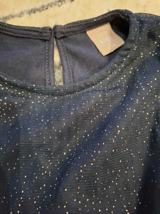 Granatowa, tiulowa sukienka dla dziewczynki,  rozm. 116