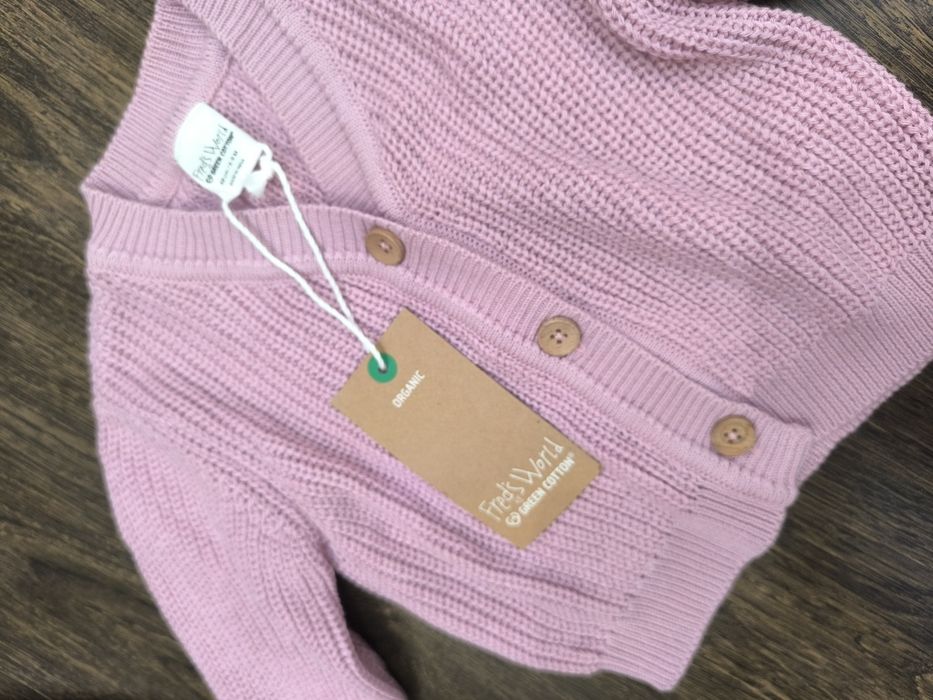 Кардиган кофта на дівчинку 68 ,74,80 ,кардиган в'язаний,кофта Green cotton