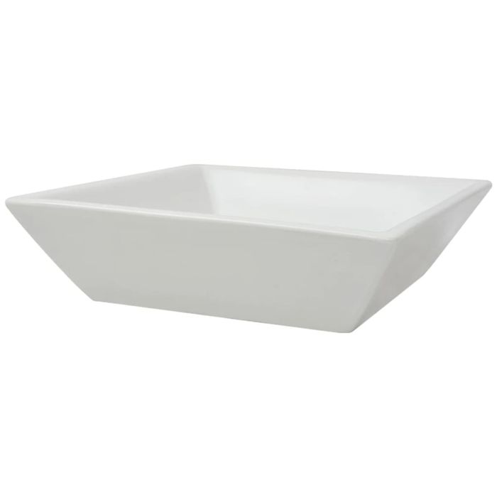 Biała kwadratowa umywalka ceramiczna VidaXL-model 142344