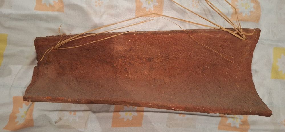 Telha decorativa com patos desenhados