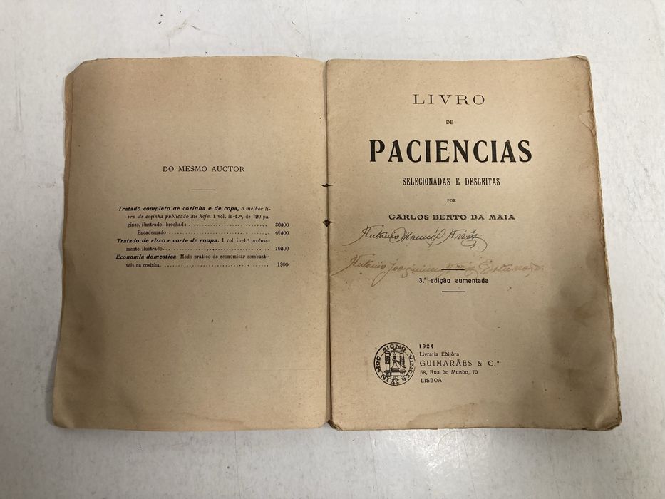 Livro de Paciencias, de Carlos Bento Maia, 1924
