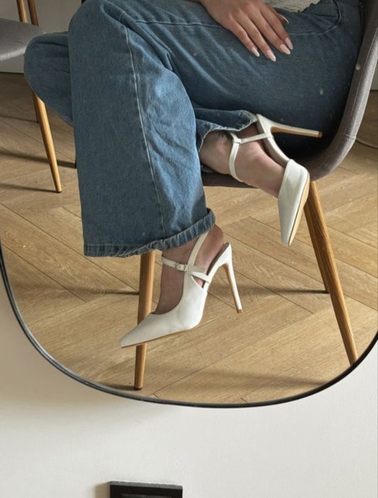 Boohoo biała czółenka szpilka ślub wesele 39r. oldmoney thatgirl