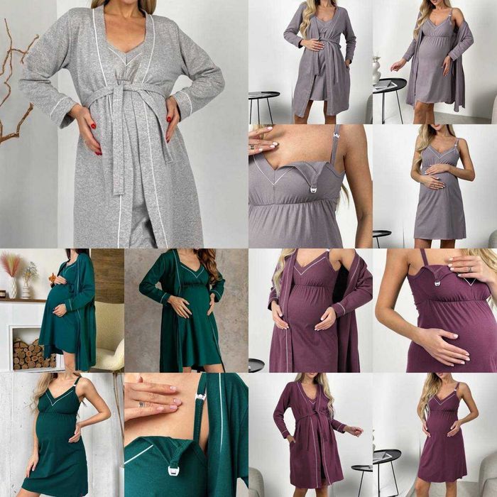 Теплий комплект в пологовий бавовняний для вагітних та годування 44-62