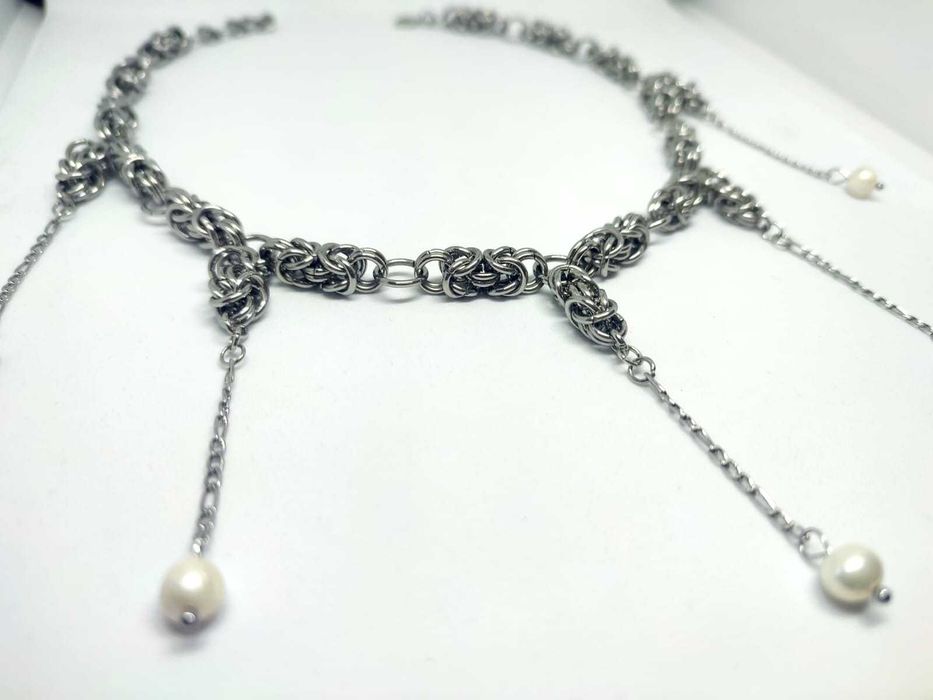 Choker perły naturalne słodkowodne elegancki minimalizm goth elegant